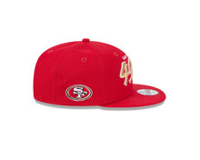 Load image into Gallery viewer, San Francisco 49ers New Era NFL 9FIFTY 950 Snapback Cap Hat Red Crown/Visor Wheat/White Text/Script Logo Team Logo Side Patch
