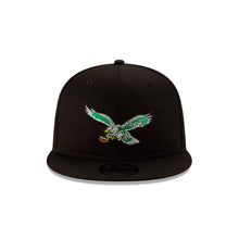 Load image into Gallery viewer, Philadelphia Eagles New Era NFL 9FIFTY 950 Snapback Cap Hat Black Crown/Visor Team Color Retro Logo
