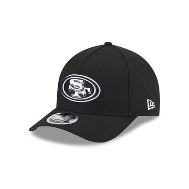 San Francisco 49ers New Era NFL 9FORTY 940 Adjustable A-Frame Cap Hat Black Crown/Visor White/Black Logo Gray UV