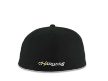 Load image into Gallery viewer, Chargers New Era NFL 59FIFTY 5950 Fitted Cap Hat Black Crown/Visor Team Color Shield Logo Gray UV
