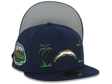 Load image into Gallery viewer, Los Angeles Chargers New Era NFL 59FIFTY 5950 Fitted Cap Hat Navy Blue Crown/Visor White/Navy Blue/Yellow Logo 2 Palm Trees Probowl 2004 Side Patch
