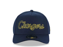 Load image into Gallery viewer, Los Angeles Chargers New Era NFL 9FORTY 940 Adjustable A-Frame Cap Hat Navy Blue Crown/Visor Navy Blue/Yellow Script/Text Logo Gray UV
