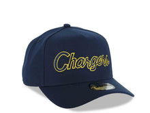 Load image into Gallery viewer, Los Angeles Chargers New Era NFL 9FORTY 940 Adjustable A-Frame Cap Hat Navy Blue Crown/Visor Navy Blue/Yellow Script/Text Logo Gray UV
