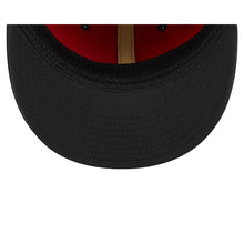 Load image into Gallery viewer, San Francisco 49ers New Era NFL 9FIFTY 950 Snapback Cap Hat Black Crown/Visor Metallic Gold Script/Text Logo Team Logo Side Patch Black UV
