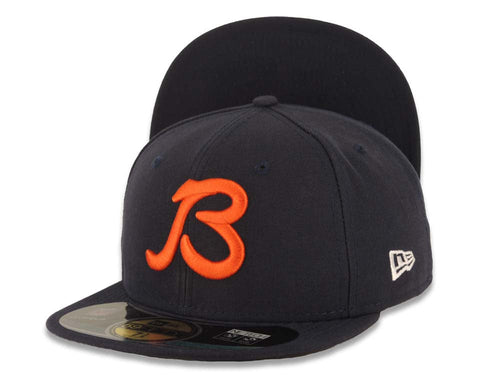 Chicago Bears New Era NFL 59FIFTY 5950 Fitted Cap Hat Navy Blue Crown/Visor Orange B Logo