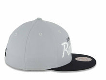 Load image into Gallery viewer, Los Angeles Raiders Mitchell &amp; Ness NFL Fitted Cap Hat Gray Crown Black Visor Black/White Script Logo
