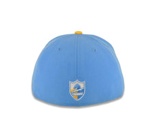 Load image into Gallery viewer, Los Angeles Chargers New Era NFL 59FIFTY 5950 Fitted Cap Hat Sky Blue Crown Yellow Visor Team Color Retro Shield Logo
