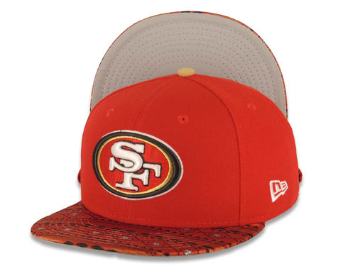 San Francisco New Era NFL 59FIFTY 5950 Fitted Cap Hat Red Crown Red Design Visor Team Color Logo Fair Isle