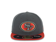 Load image into Gallery viewer, San Francisco 49ers New Era NFL 59FIFTY 5950 Fitted Cap Hat Dark Gray Crown Red Visor Team Color Logo Reflective Gray UV
