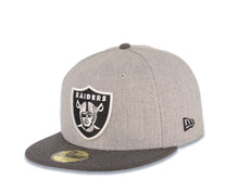 Load image into Gallery viewer, Oakland Raiders New Era 59FIFTY 5950 Fitted Heather Cap Hat Gray Crown Dark Gray Visor Team Color Logo
