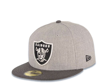 Oakland Raiders New Era 59FIFTY 5950 Fitted Heather Cap Hat Gray Crown Dark Gray Visor Team Color Logo