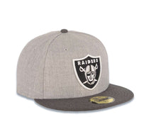 Load image into Gallery viewer, Oakland Raiders New Era 59FIFTY 5950 Fitted Heather Cap Hat Gray Crown Dark Gray Visor Team Color Logo
