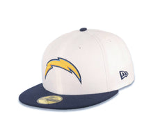 Load image into Gallery viewer, Los Angeles Chargers New Era NFL 59FIFTY 5950 Fitted Cap Hat White Crown Navy Blue Visor Team Color Logo
