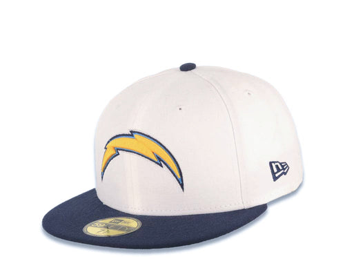 Los Angeles Chargers New Era NFL 59FIFTY 5950 Fitted Cap Hat White Crown Navy Blue Visor Team Color Logo
