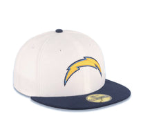 Load image into Gallery viewer, Los Angeles Chargers New Era NFL 59FIFTY 5950 Fitted Cap Hat White Crown Navy Blue Visor Team Color Logo
