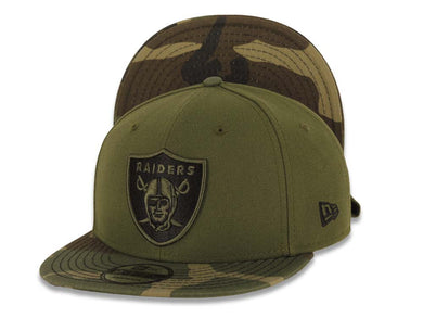 Las Vegas Raiders New Era 9FIFTY 950 Snapback Cap Hat Olive Green Crown Camo Visor Team Color Logo