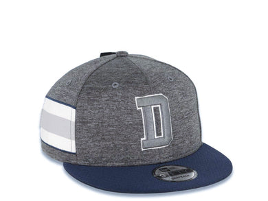 Dallas Cowboys New Era NFL 9FIFTY 950 Snapback Cap Hat Gray Crown Blue Visor Team Color Logo (2018 Sideline)