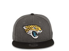 Load image into Gallery viewer, Jacksonville Jaguars New Era NFL 9FIFTY 950 Snapback Heather Cap Hat Dark Gray Crown Black Visor Team Color Logo
