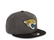 Load image into Gallery viewer, Jacksonville Jaguars New Era NFL 9FIFTY 950 Snapback Heather Cap Hat Dark Gray Crown Black Visor Team Color Logo
