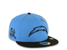 Load image into Gallery viewer, Los Angeles Chargers New Era NFL 59FIFTY 5950 Fitted Inspire Cap Hat Sky Blue Crown Black Visor Sky Blue Logo 
