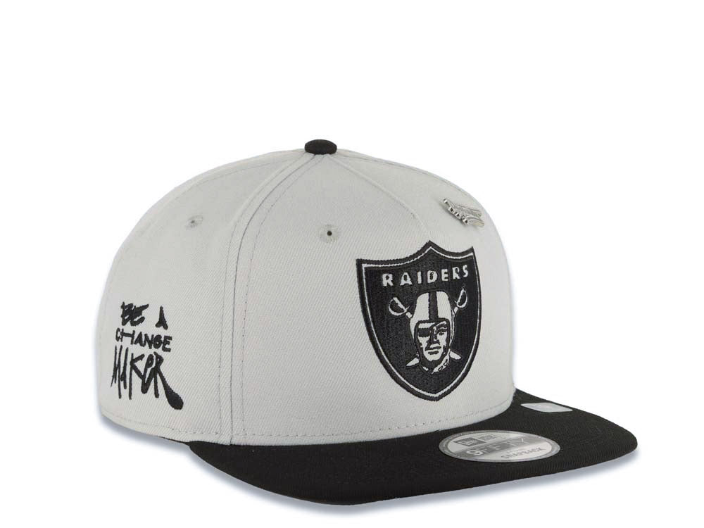 Las Vegas Raiders New Era NFL 9FIFTY 950 Inspire Snapback Cap Hat Gray Crown Black Visor Gray Logo