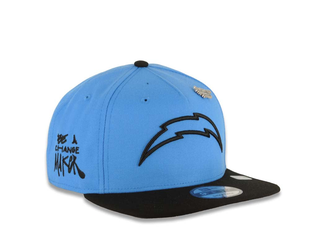 Los Angeles Chargers New Era NFL 9FIFTY 950 Inspire Snapback Cap Hat Sky Blue Crown Black Visor Black Logo