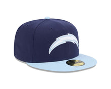 Load image into Gallery viewer, Los Angeles Chargers New Era NFL 59FIFTY 5950 Fitted Cap Hat Navy Blue Crown Light Blue Visor White/Light Blue Logo (2-Tone Color Pack)
