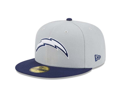 Los Angeles Chargers New Era NFL 59FIFTY 5950 Fitted Cap Hat Gray Crown Navy Blue Visor White/Navy Blue Logo (2-Tone Color Pack)