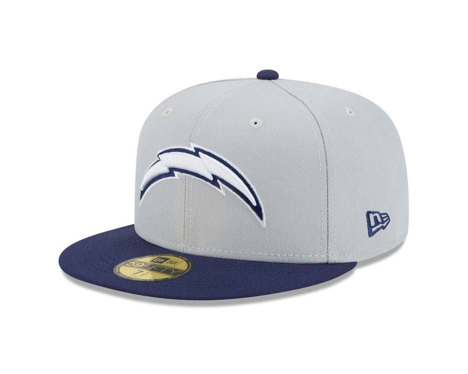 Los Angeles Chargers New Era NFL 59FIFTY 5950 Fitted Cap Hat Gray Crown Navy Blue Visor White/Navy Blue Logo (2-Tone Color Pack)