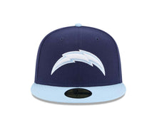 Load image into Gallery viewer, (Youth) Los Angeles Chargers New Era NFL 59FIFTY 5950 Kid Fitted Cap Hat Navy Blue Crown Light Blue Visor White/Light Blue Logo (2-Tone Color Pack)
