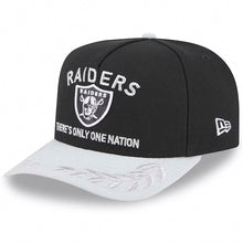 Load image into Gallery viewer, Las Vegas Raiders New Era NFL 9FIFTY 950 A-Frame Snapback Cap Hat Black Crown Gray Visor Team Color  with Text Logo (2025 Draft)
