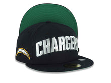Load image into Gallery viewer, Los Angeles Chargers New Era NFL 59FIFTY 5950 Fitted Cap Hat Navy Blue Crown/Visor Metallic Silver Logo Bolt Side Patch Green UV
