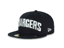 Load image into Gallery viewer, Los Angeles Chargers New Era NFL 59FIFTY 5950 Fitted Cap Hat Navy Blue Crown/Visor Metallic Silver Logo Bolt Side Patch Green UV
