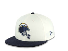Load image into Gallery viewer, (Corduroy Visor) Los Angeles Chargers New Era NFL 59FIFTY 5950 Fitted Cap Hat Cream Crown Navy Blue Visor Navy/White/Yellow Logo 2006 All-Star Game Side Patch
