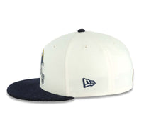 Load image into Gallery viewer, (Corduroy Visor) Los Angeles Chargers New Era NFL 59FIFTY 5950 Fitted Cap Hat Cream Crown Navy Blue Visor Navy/White/Yellow Logo 2006 All-Star Game Side Patch
