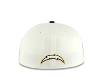 Load image into Gallery viewer, (Corduroy Visor) Los Angeles Chargers New Era NFL 59FIFTY 5950 Fitted Cap Hat Cream Crown Navy Blue Visor Navy/White/Yellow Logo 2006 All-Star Game Side Patch
