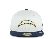 Load image into Gallery viewer, Los Angeles Chargers New Era NFL 59FIFTY 5950 Fitted Cap Hat White Crown Navy Blue Visor White/Navy Blue/Yellow Logo Gray UV
