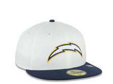 Load image into Gallery viewer, Los Angeles Chargers New Era NFL 59FIFTY 5950 Fitted Cap Hat White Crown Navy Blue Visor White/Navy Blue/Yellow Logo Gray UV
