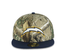 Load image into Gallery viewer, Los Angeles Chargers New Era NFL 59FIFTY 5950 Fitted Cap Hat Real Tree Edge Camo Crown Navy Blue Visor White/Navy Blue/Yellow Logo Gray UV
