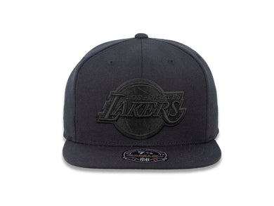 Los Angeles Lakers Mitchell & Ness NBA Fitted Cap Hat Black Crown/Visor Black Logo
