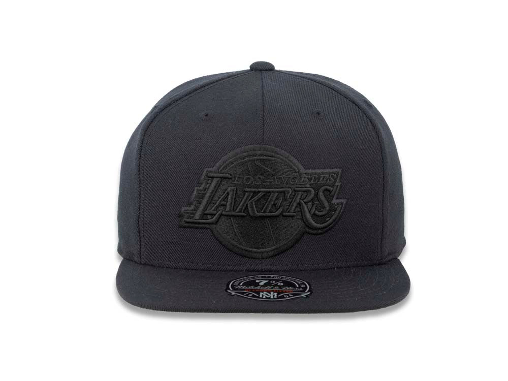 Los Angeles Lakers Mitchell & Ness NBA Fitted Cap Hat Black Crown/Visor Black Logo
