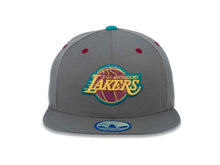Load image into Gallery viewer, Los Angeles Lakers Adidas NBA Fitted Cap Hat Gray Crown/Visor Yellow/Brown/Teal Logo
