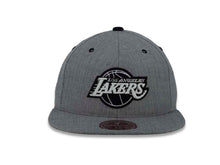 Load image into Gallery viewer, Los Angeles Lakers Mitchell &amp; Ness NBA Fitted Heather Cap Hat Gray Crown/Visor White/Black Logo
