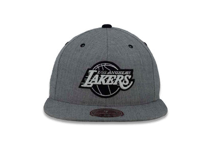 Los Angeles Lakers Mitchell & Ness NBA Fitted Heather Cap Hat Gray Crown/Visor White/Black Logo