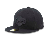 Load image into Gallery viewer, Los Angeles Lakers New Era NBA 59FIFTY 5950 Fitted Melton Cap Hat Black Crown/Visor Black Logo
