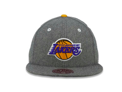 Los Angeles Lakers Mitchell & Ness NBA Fitted Melton Cap Hat Dark Gray Crown/Visor Team Color Logo