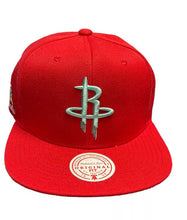 Load image into Gallery viewer, Houston Rockets Mitchell &amp; Ness NBA Snapback Cap Hat Red Crown/Visor Green Logo Inverted
