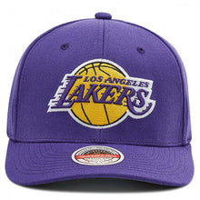 Load image into Gallery viewer, Los Angeles Lakers Mitchell &amp; Ness NBA Snapback Flex Cap Hat Purple Crown/Visor Team Color Logo
