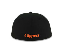 Load image into Gallery viewer, San Diego Clippers New Era NBA 59FIFTY 5950 Fitted Cap Hat Black Crown/Visor White/Sky Blue/Orange Retro Logo Gray UV
