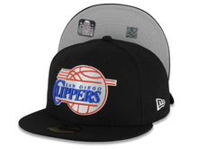 Load image into Gallery viewer, San Diego Clippers New Era NBA 59FIFTY 5950 Fitted Cap Hat Black Crown/Visor Team Color Logo Gray UV
